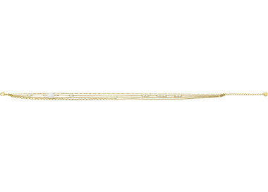 Bracelet Multi-rangs Lumière — Jaspe Blanc & Doré | Bijouly