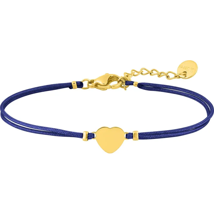 Bracelet Cordon Bleu Nuit — Cœur Doré | Bijouly