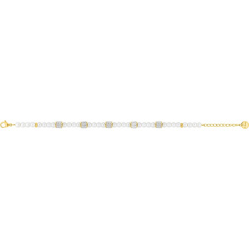 Bracelet Perles & Cristal — Blanc et Doré | Bijouly