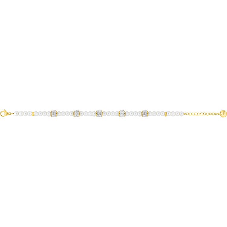 Bracelet Perles & Cristal — Blanc et Doré | Bijouly
