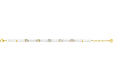 Bracelet Perles & Cristal — Blanc et Doré | Bijouly