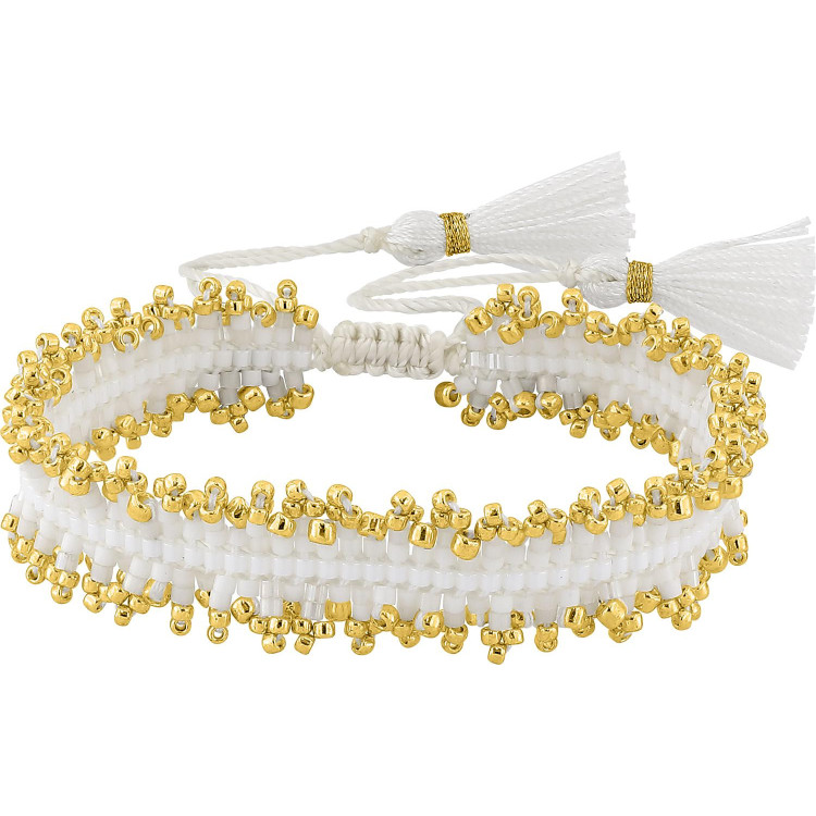 Bracelet Tissé Nacré — Macramé Blanc et Doré | Bijouly
