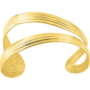Manchette Onde Dorée — Double Arc Strié | Bijouly