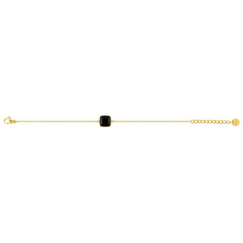 Bracelet Pierre Noire — Agate Naturelle & Chaîne Dorée | Bijouly