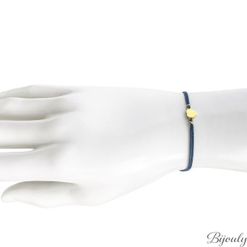 Bracelet Cordon Bleu Nuit — Cœur Doré | Bijouly