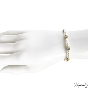 Bracelet Perles & Cristal — Blanc et Doré | Bijouly