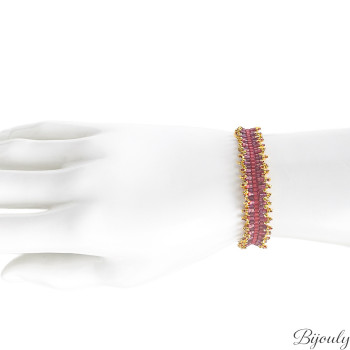 Bracelet Tissé Grenat — Macramé Bordeaux et Doré | Bijouly
