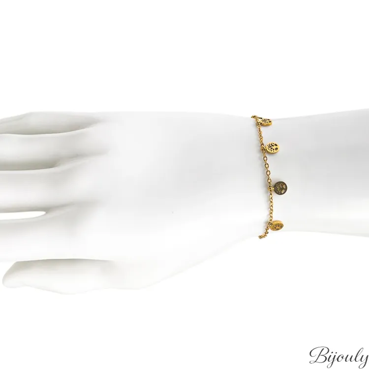 Bracelet Arbre de Vie — Breloques Rondes Dorées | Bijouly