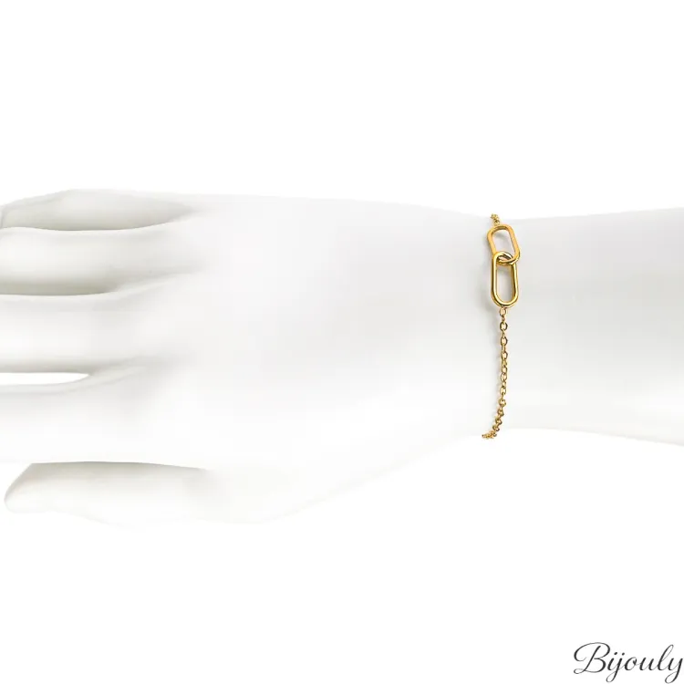 Bracelet Trombone — Maillon Oblong et Chaîne Dorée | Bijouly