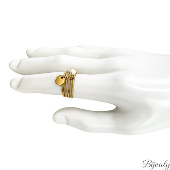 Bague ajustable agate blanche – Acier doré | Bijouly