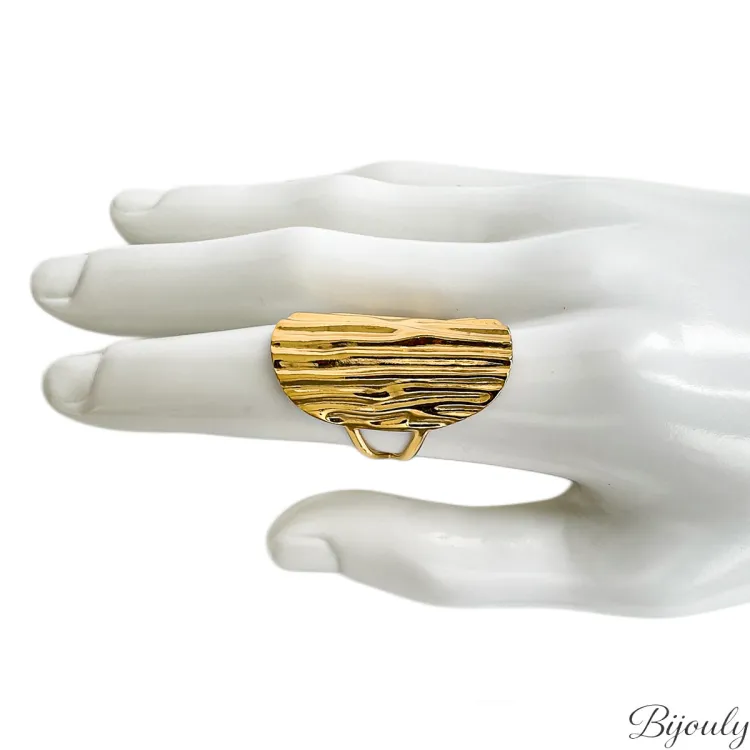 Bague ajustable large – Acier doré | Bijouly