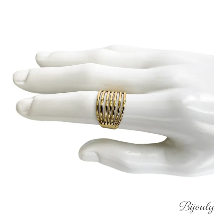 Bague ajustable large – Acier doré | Bijouly