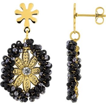 Parure cristal noir et doré – Bijoux floraux | Bijouly