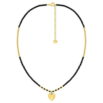 Parure cœur doré & verre noir – Collier & créoles | Bijouly