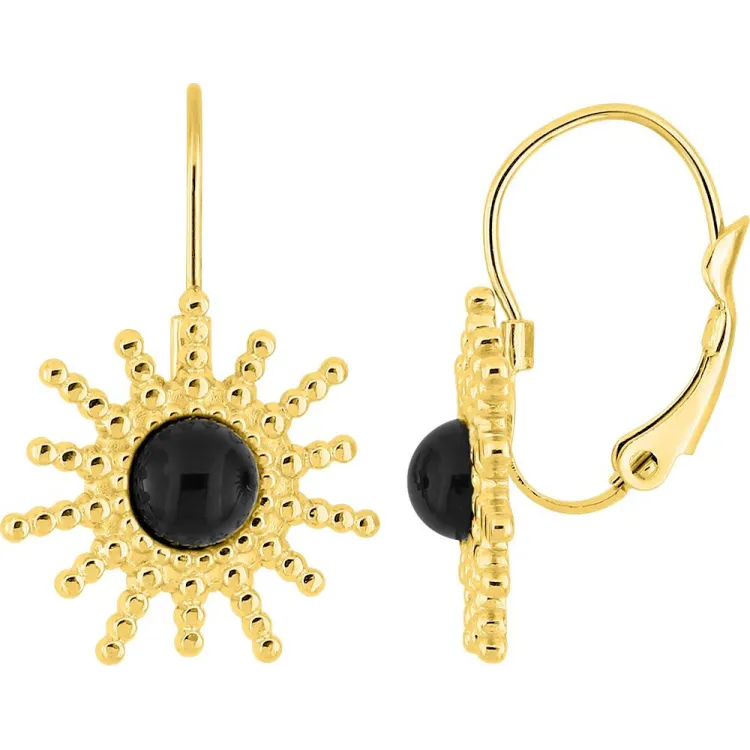 Parure Éclipse – Boucles & bague agate noire | Bijouly