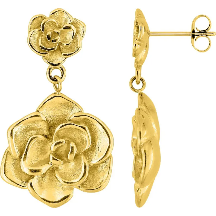 Parure Rosa – Collier & boucles fleur dorée | Bijouly