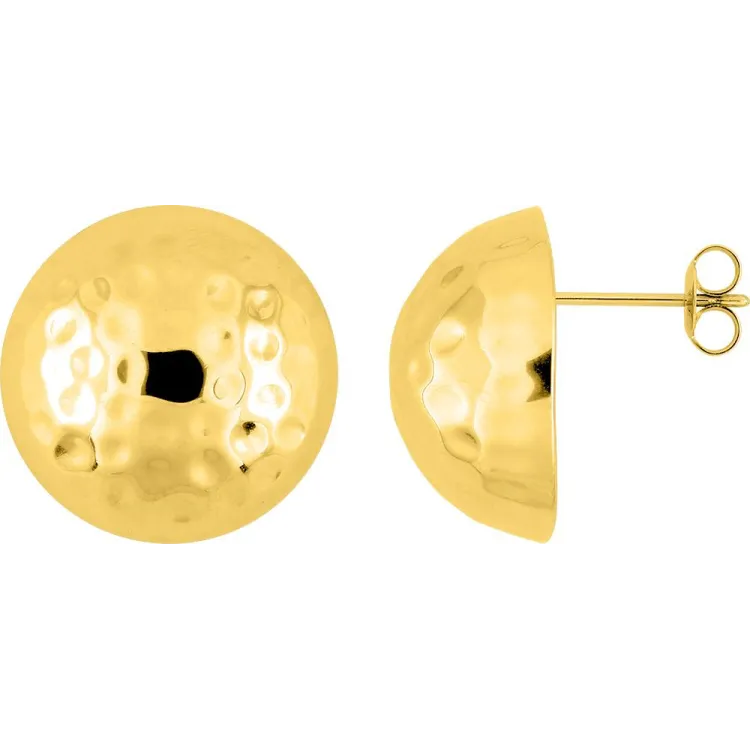 Parure Luna – Puces & bague dôme doré martelé | Bijouly