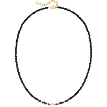 Parure Nuit Blanche – Verre noir & perle dorée | Bijouly