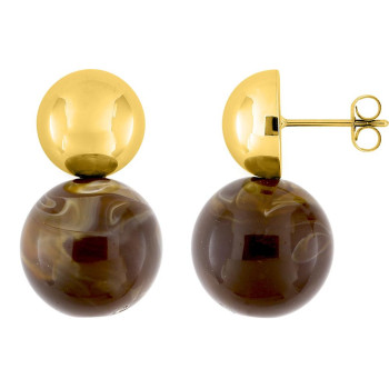 Parure Havane – Grandes sphères marron & dorées | Bijouly