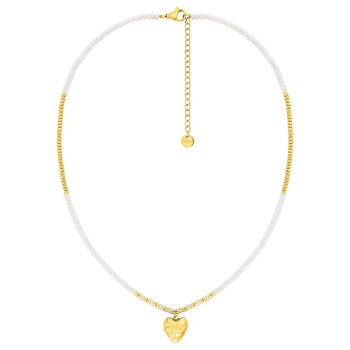 Parure Cœur Nacré – Collier verre blanc & créoles | Bijouly