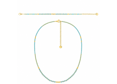 Parure collier & bracelet turquoise et doré | Bijouly
