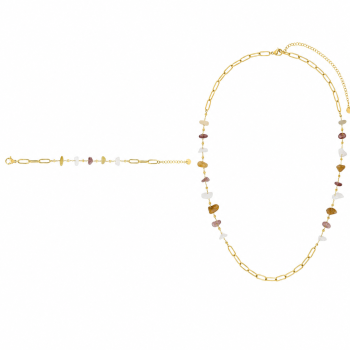 Parure jade doré – Collier & bracelet chaîne | Bijouly
