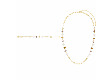Parure jade doré – Collier & bracelet chaîne | Bijouly