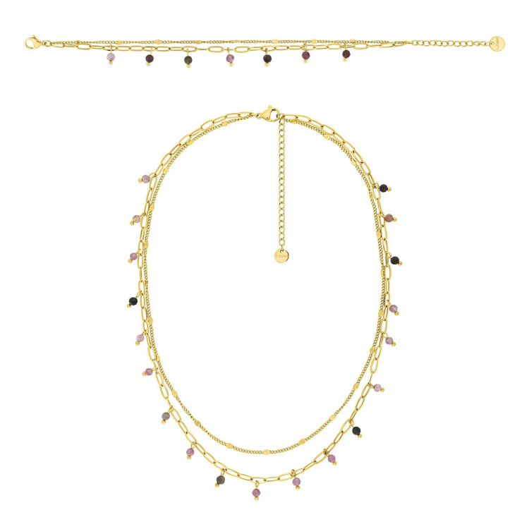 Parure Aurore – Collier & bracelet tourmaline rose | Bijouly