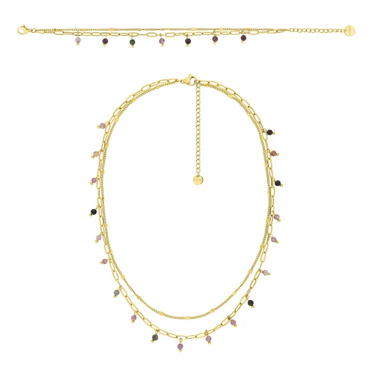 Parure Aurore – Collier & bracelet tourmaline rose | Bijouly