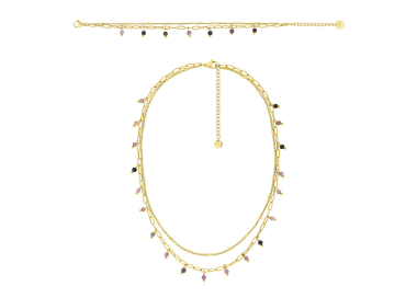 Parure Aurore – Collier & bracelet tourmaline rose | Bijouly