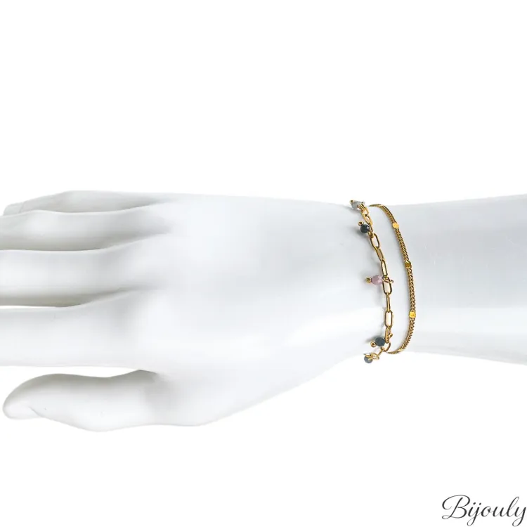 Parure Aurore – Collier & bracelet tourmaline rose | Bijouly