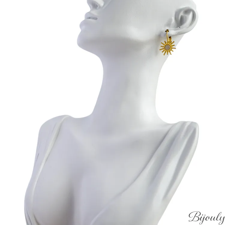 Parure Solstice – Boucles & bague agate blanche | Bijouly