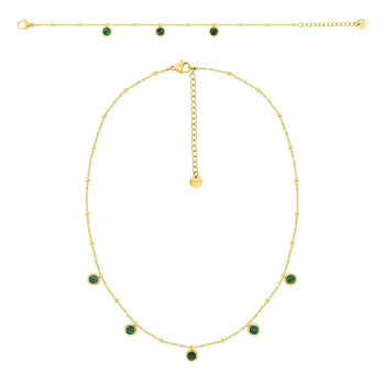 Parure Canopée – Malachite & chaîne dorée | Bijouly