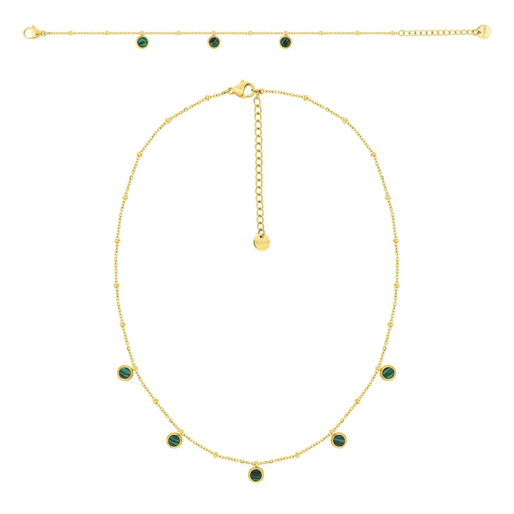 Parure Canopée – Malachite & chaîne dorée | Bijouly