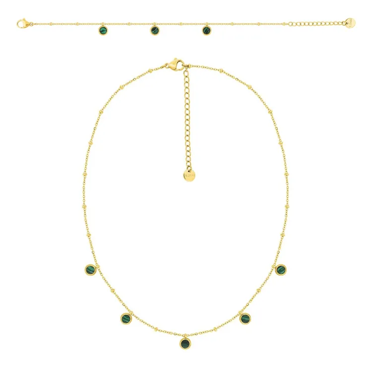 Parure Canopée – Malachite & chaîne dorée | Bijouly