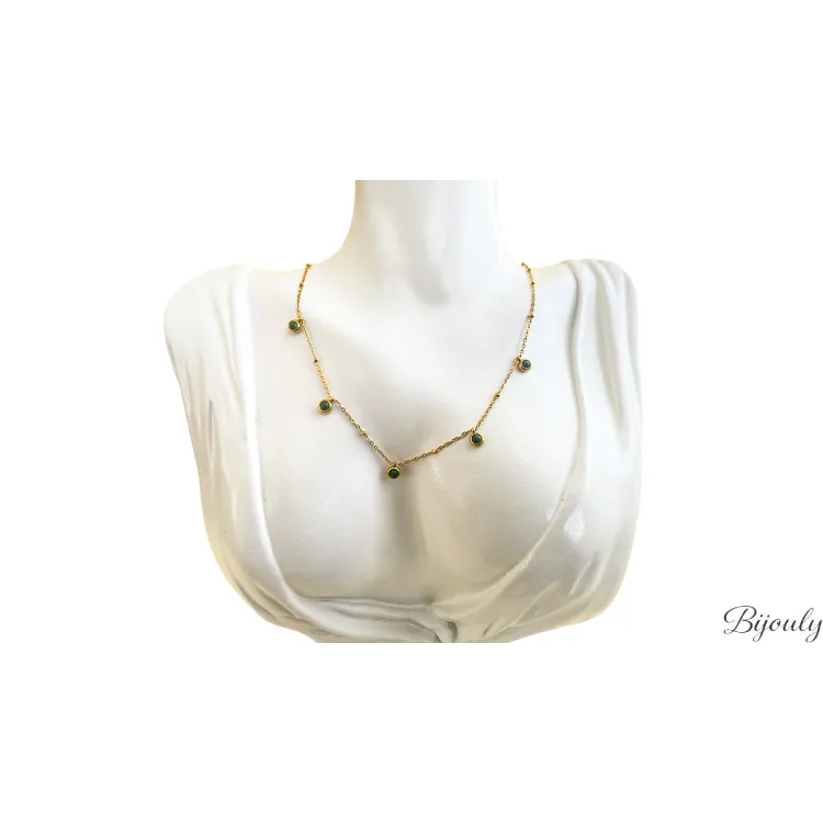 Parure Canopée – Malachite & chaîne dorée | Bijouly