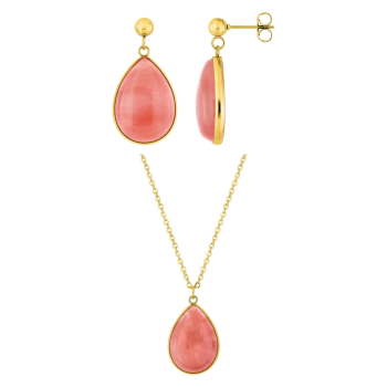Parure Pivoine – Collier & boucles jade rose | Bijouly