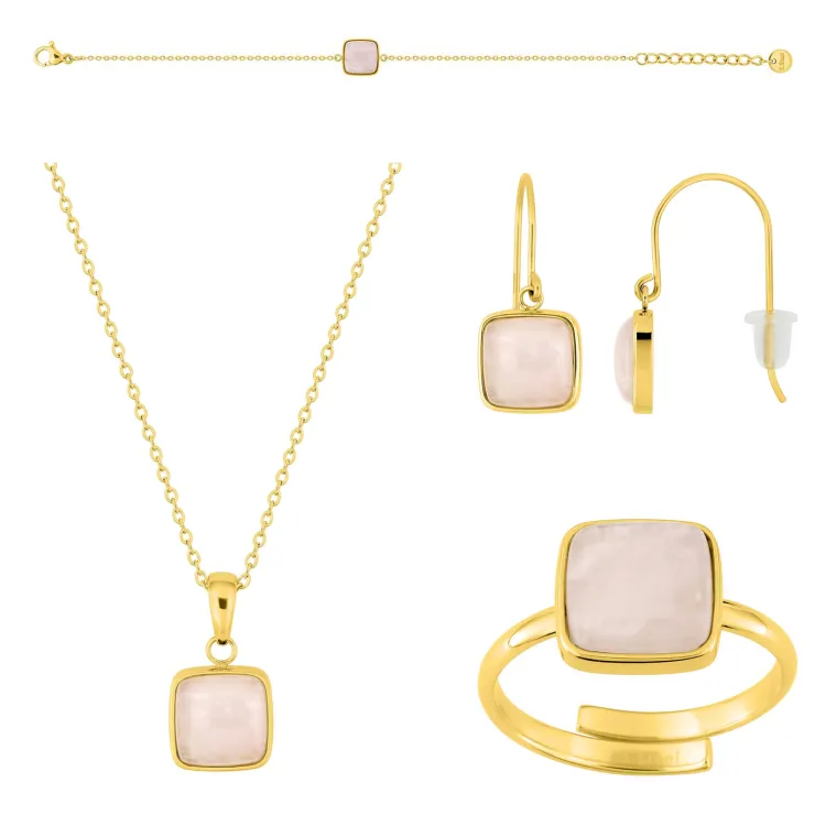 Parure Sérénité – Quartz rose doré, 4 pièces | Bijouly