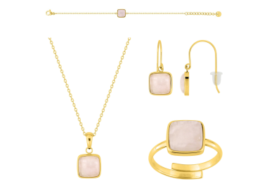 Parure Sérénité – Quartz rose doré, 4 pièces | Bijouly