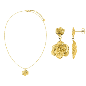 Parure Rosa – Collier & boucles fleur dorée | Bijouly