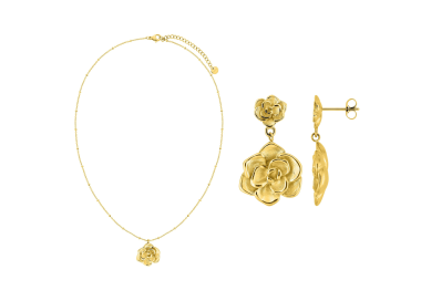Parure Rosa – Collier & boucles fleur dorée | Bijouly