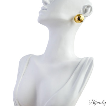 Parure Luna – Puces & bague dôme doré martelé | Bijouly