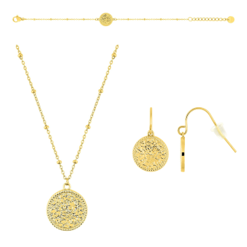 Parure Florin – Médaillon doré ciselé, 3 pièces | Bijouly