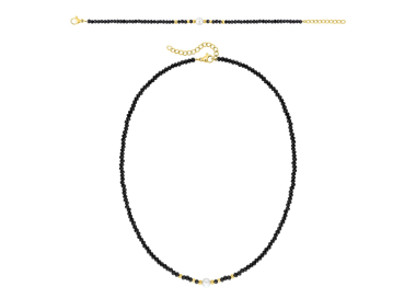 Parure Nuit Blanche – Verre noir & perle dorée | Bijouly