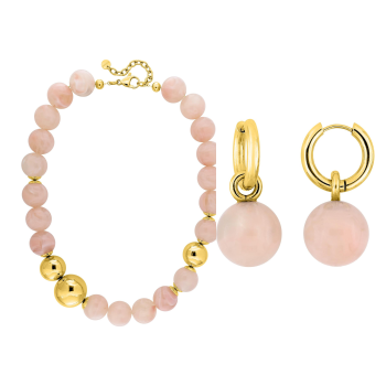 Parure Sorbet – Grandes sphères rose & dorées | Bijouly