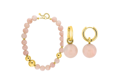 Parure Sorbet – Grandes sphères rose & dorées | Bijouly
