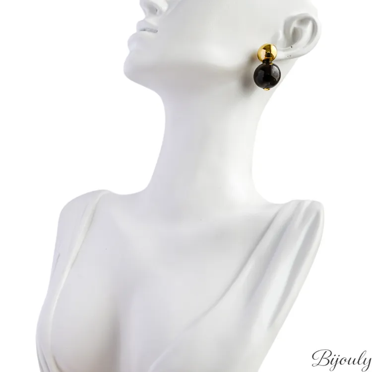 Parure Havane – Grandes sphères marron & dorées | Bijouly