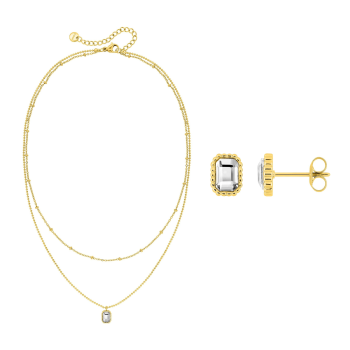Parure Clarté – Cristal blanc taille émeraude | Bijouly
