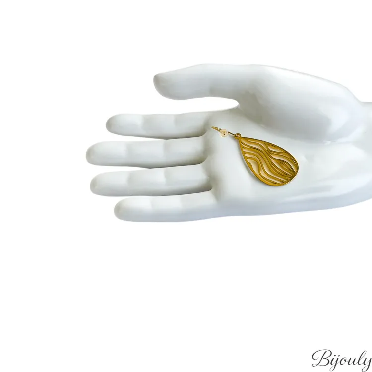 Parure Zéphyr – Bijoux ajourés ondulés dorés | Bijouly