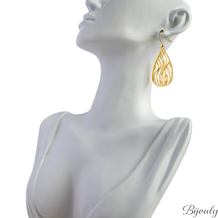 Parure Zéphyr – Bijoux ajourés ondulés dorés | Bijouly